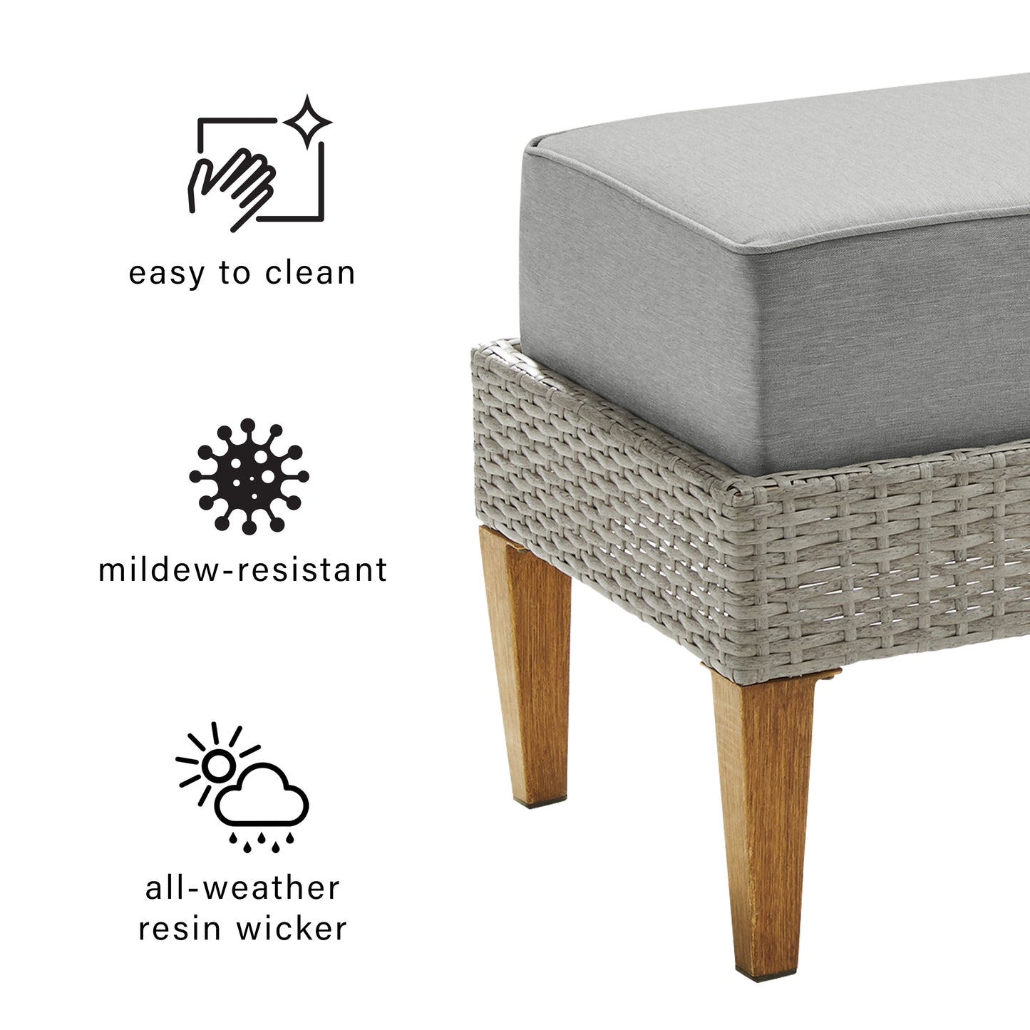 Capella 2Pc Outdoor Wicker Ottoman Set Gray/Acorn - 2 Ottomans