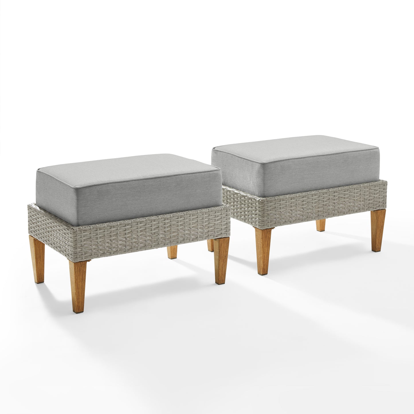 Capella 2Pc Outdoor Wicker Ottoman Set Gray/Acorn - 2 Ottomans