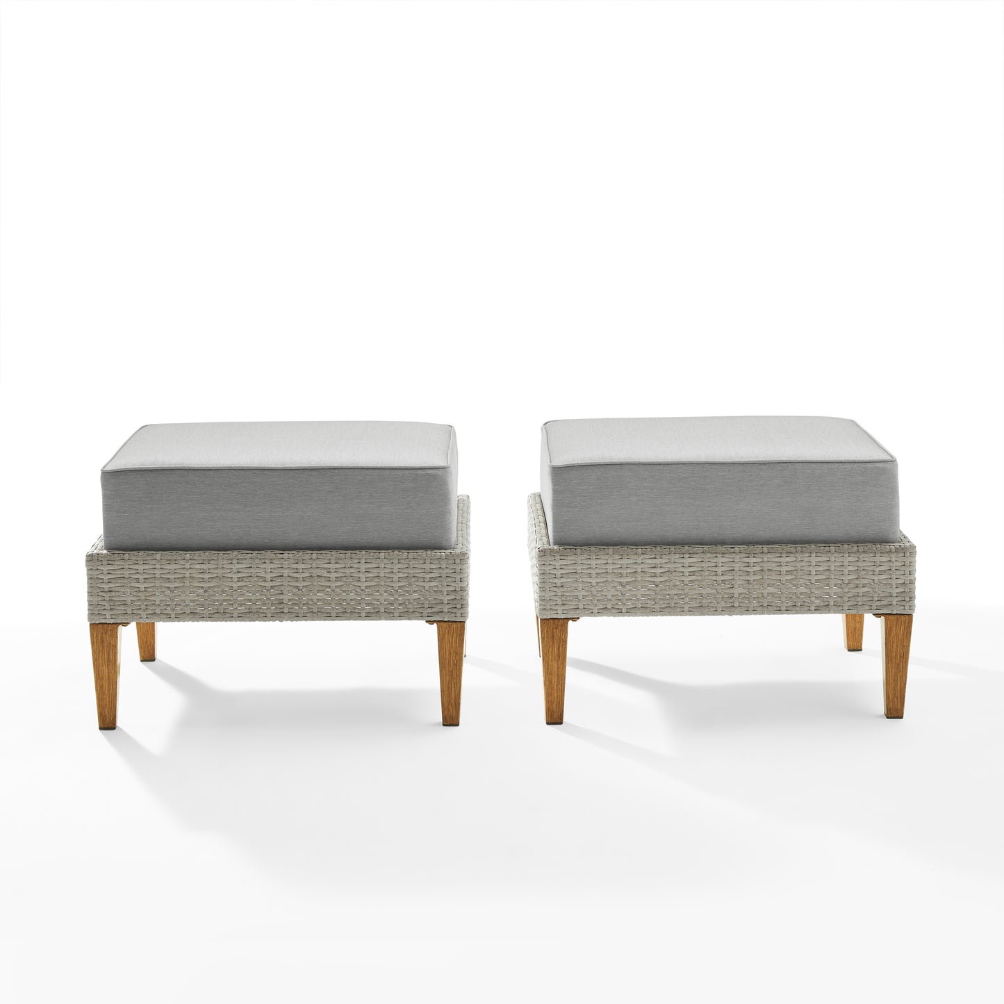 Capella 2Pc Outdoor Wicker Ottoman Set Gray/Acorn - 2 Ottomans