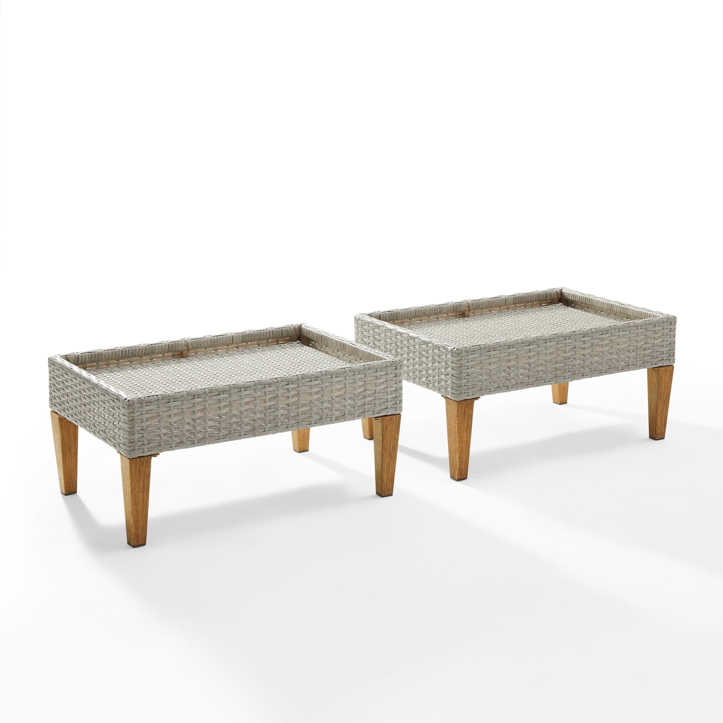 Capella 2Pc Outdoor Wicker Ottoman Set Gray/Acorn - 2 Ottomans