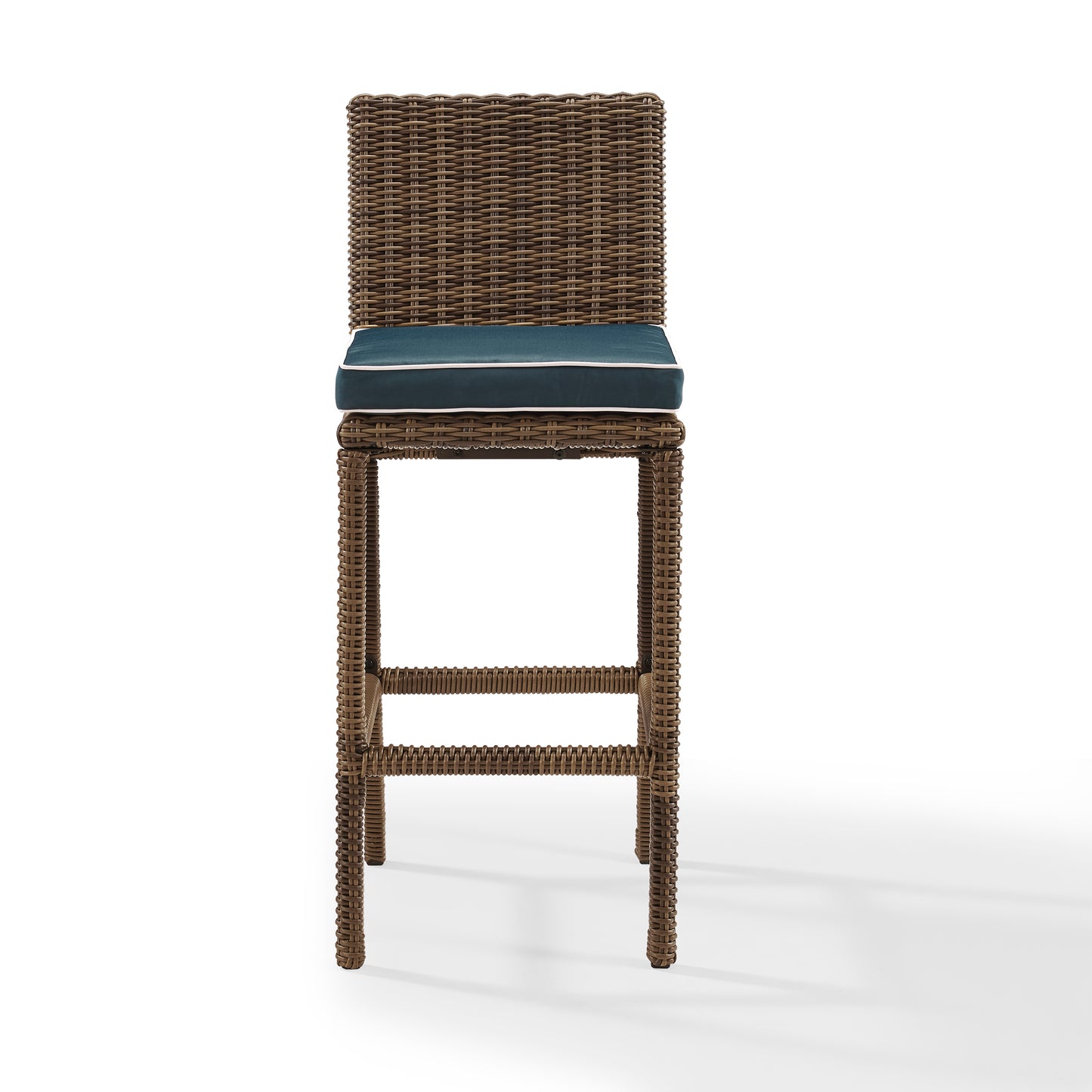 Bradenton 2Pc Outdoor Wicker Bar Height Bar Stool Set Navy/Weathered Brown - 2 Stools