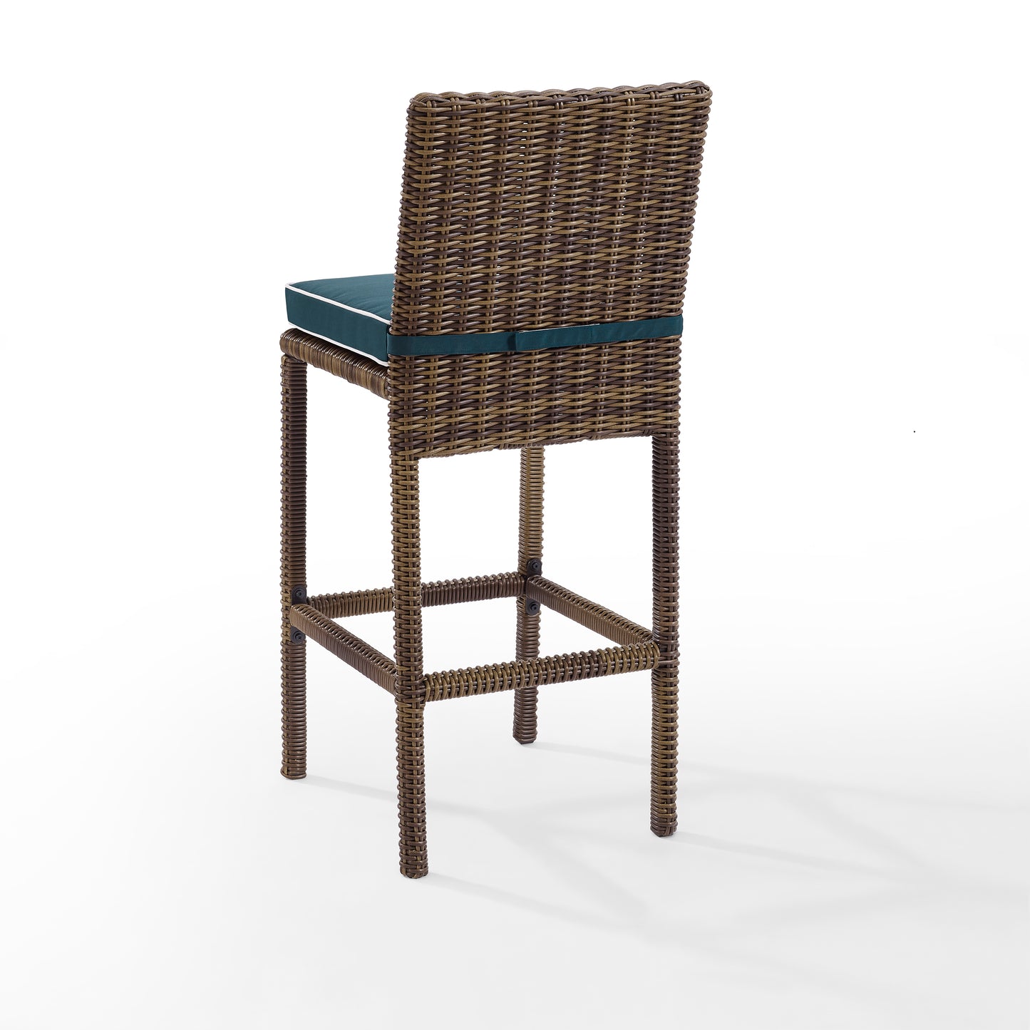 Bradenton 2Pc Outdoor Wicker Bar Height Bar Stool Set Navy/Weathered Brown - 2 Stools