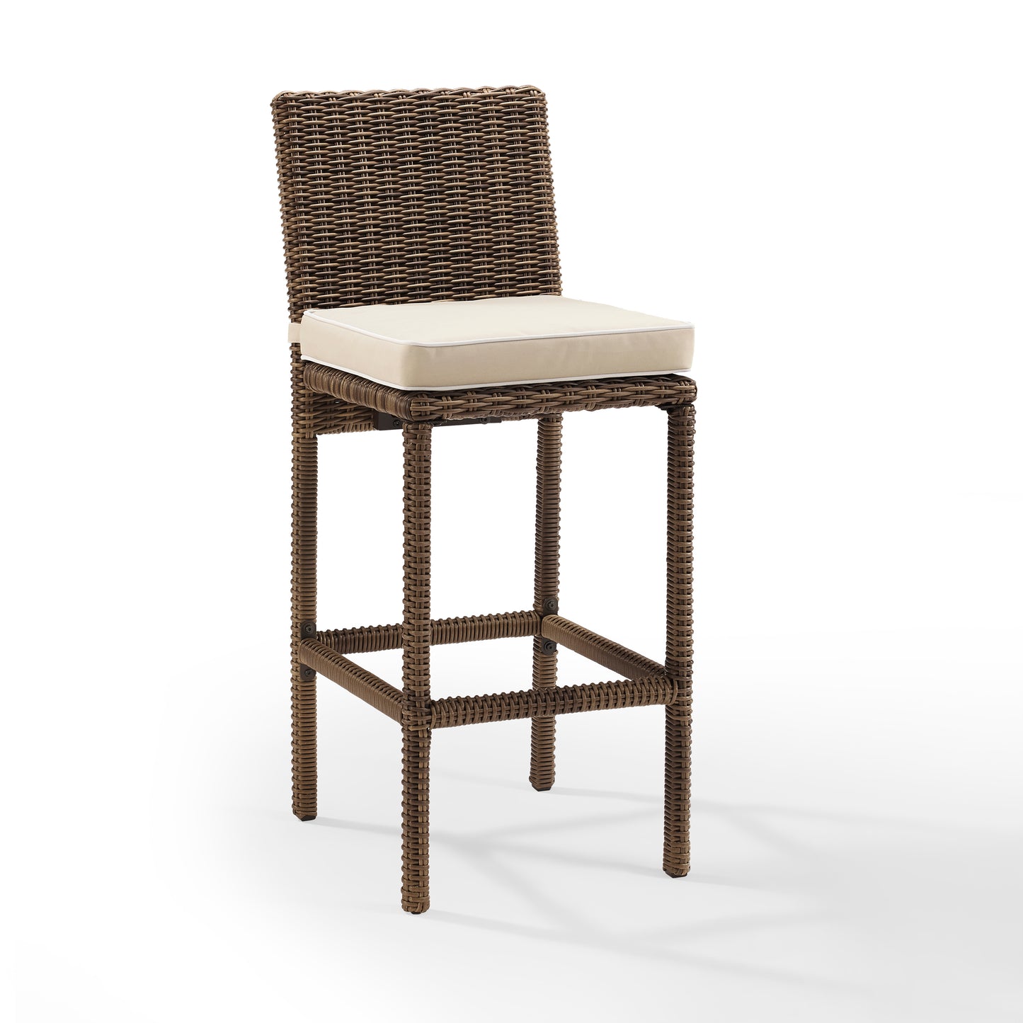 Bradenton 2Pc Outdoor Wicker Bar Height Bar Stool Set Sand/Weathered Brown - 2 Stools