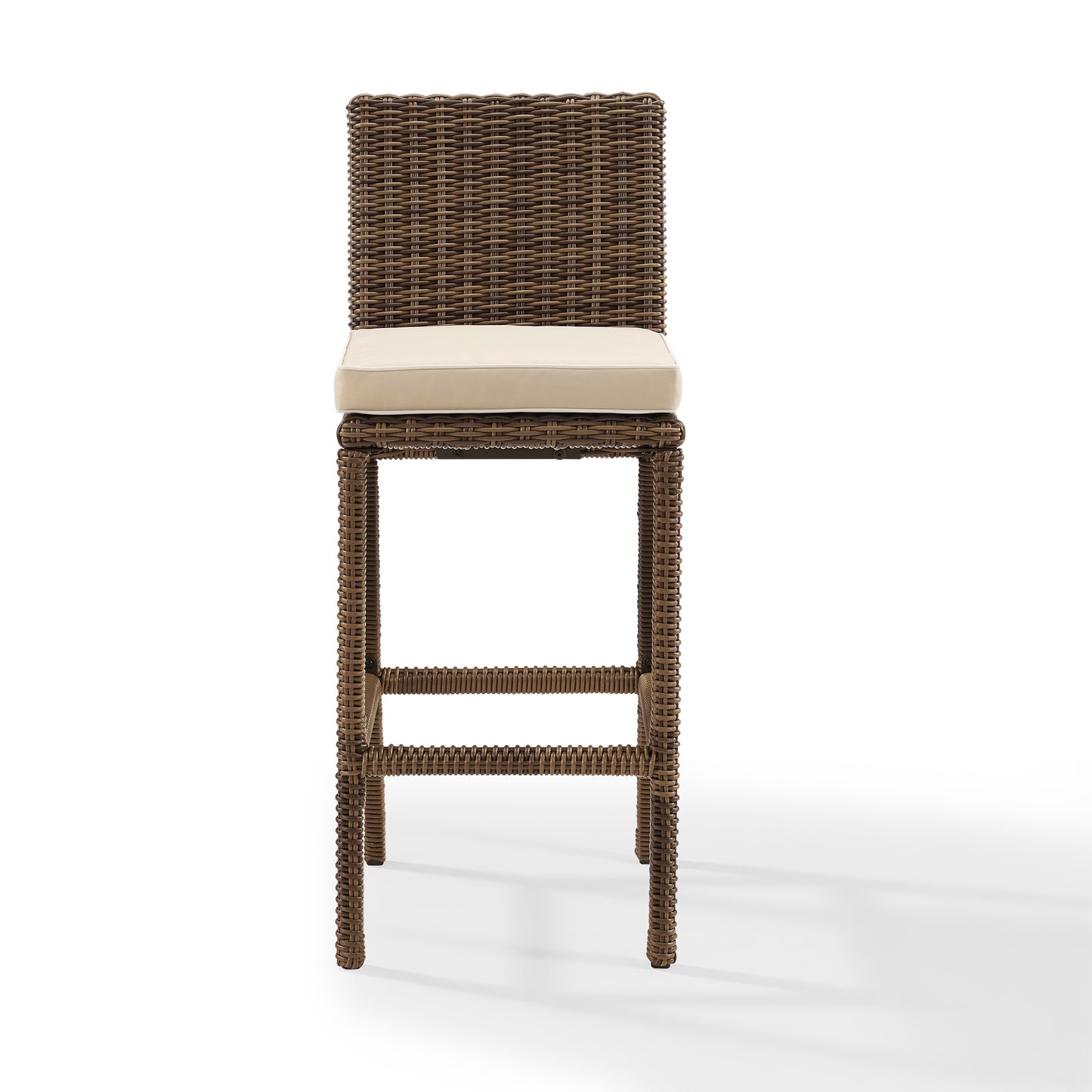 Bradenton 2Pc Outdoor Wicker Bar Height Bar Stool Set Sand/Weathered Brown - 2 Stools