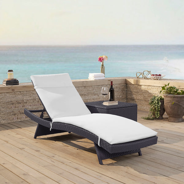 Biscayne Outdoor Wicker Chaise Lounge White/Brown