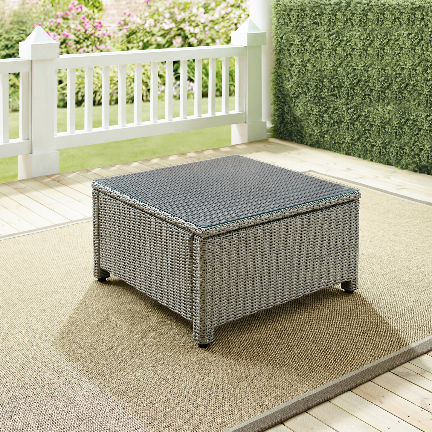 Bradenton Outdoor Wicker Sectional Coffee Table Gray