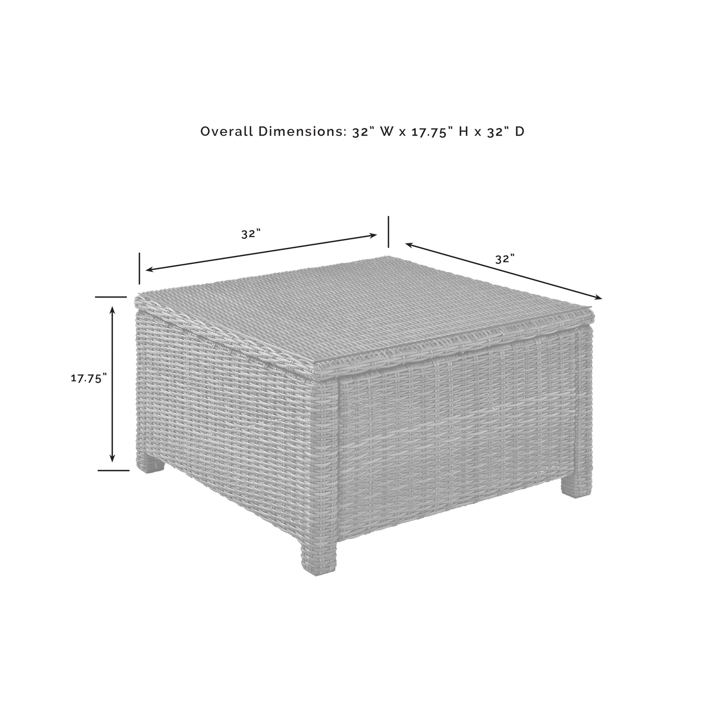 Bradenton Outdoor Wicker Sectional Coffee Table Gray