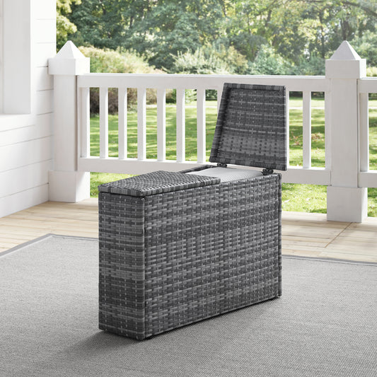 Catalina Outdoor Wicker Arm Table Gray