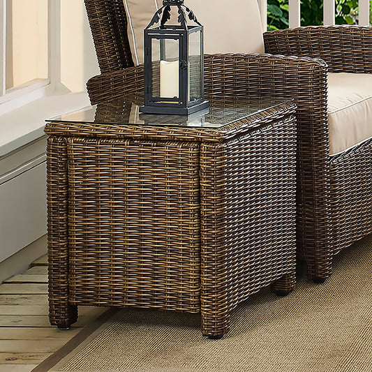 Bradenton Outdoor Wicker Rectangular Side Table Weathered Brown