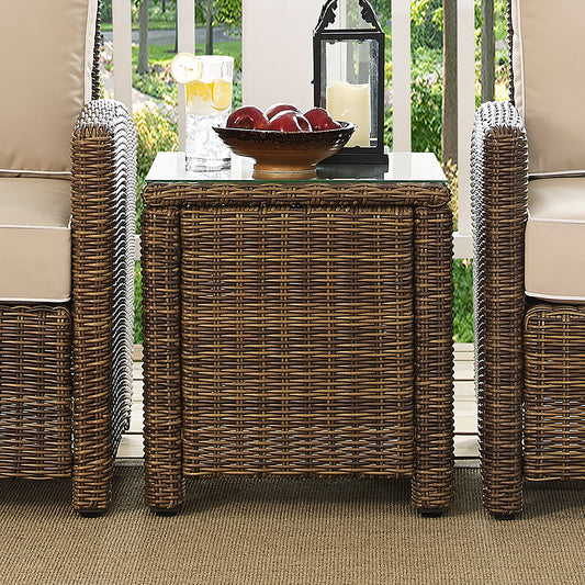 Bradenton Outdoor Wicker Rectangular Side Table Weathered Brown