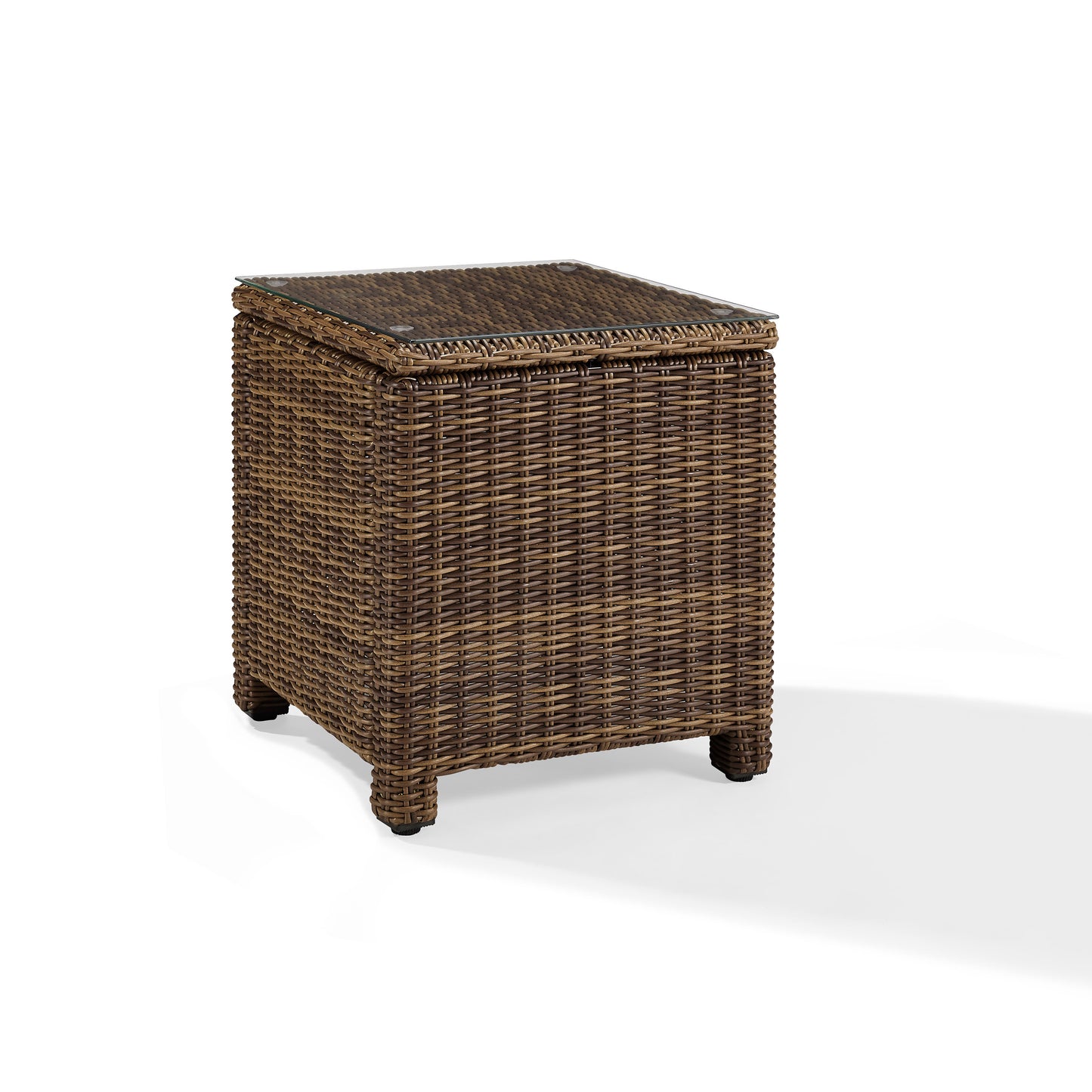 Bradenton Outdoor Wicker Rectangular Side Table Weathered Brown