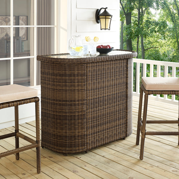 Bradenton Outdoor Wicker Bar Weathered Brown