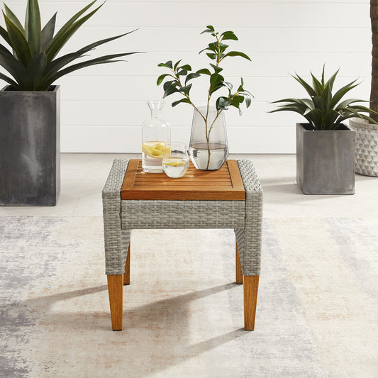 Capella Outdoor Wicker Side Table Gray/Acorn