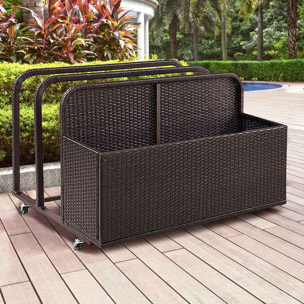 Palm Harbor Outdoor Wicker Pool Storage Caddy Brown