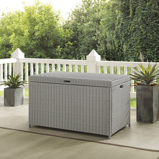 Bradenton Outdoor Wicker Storage Bin Gray