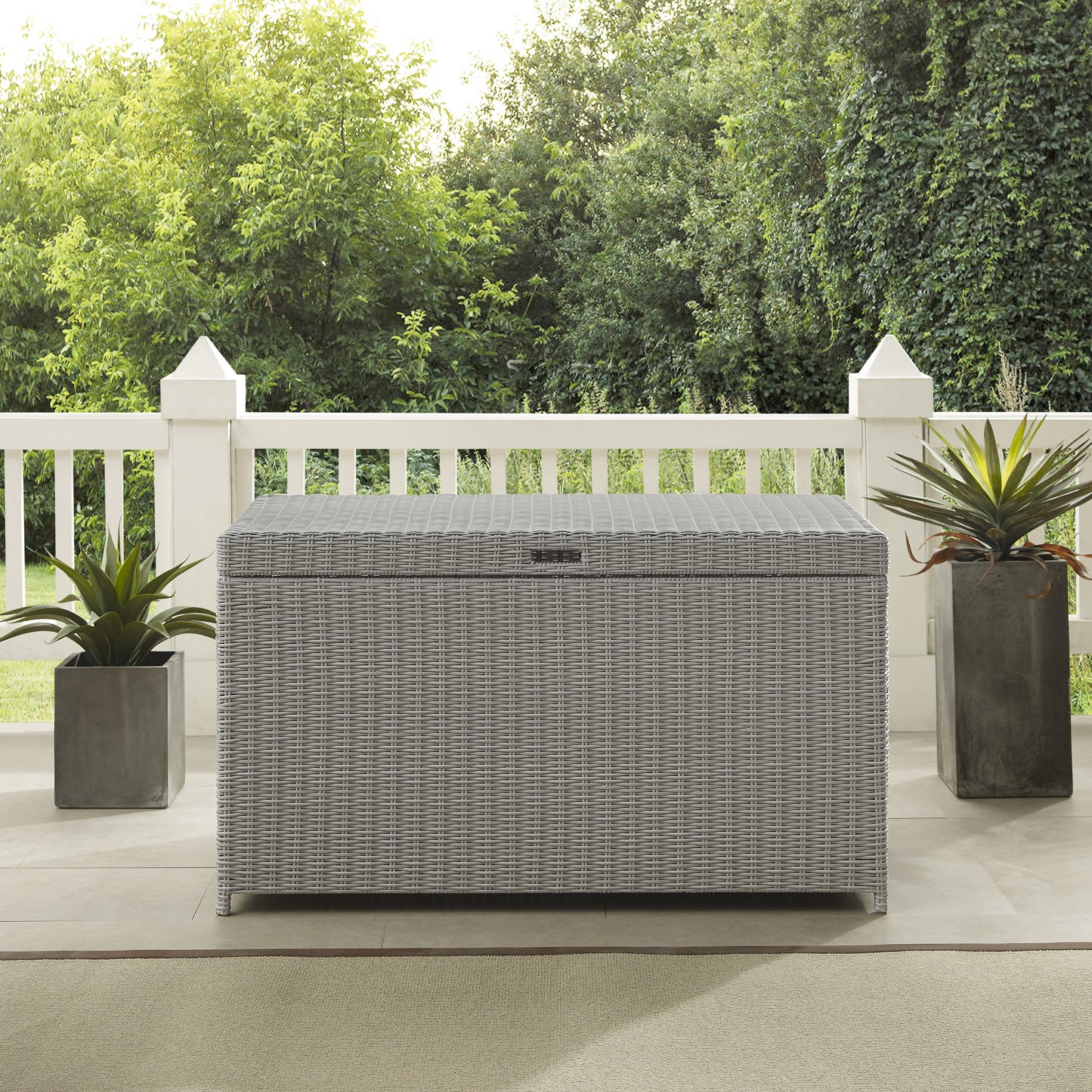 Bradenton Outdoor Wicker Storage Bin Gray