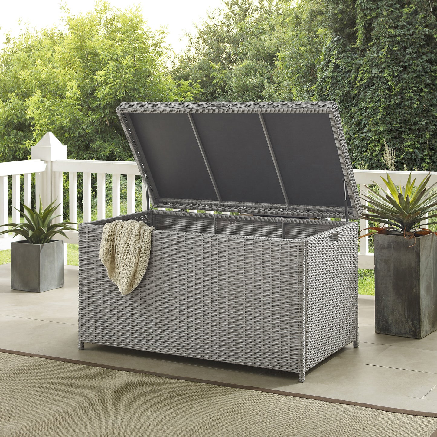 Bradenton Outdoor Wicker Storage Bin Gray