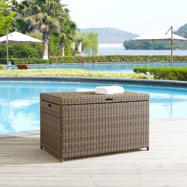 Bradenton Outdoor Wicker Storage Bin Weathered Brown