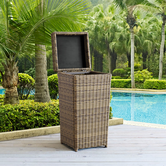 Bradenton Outdoor Wicker Trash Can Weathered Brown