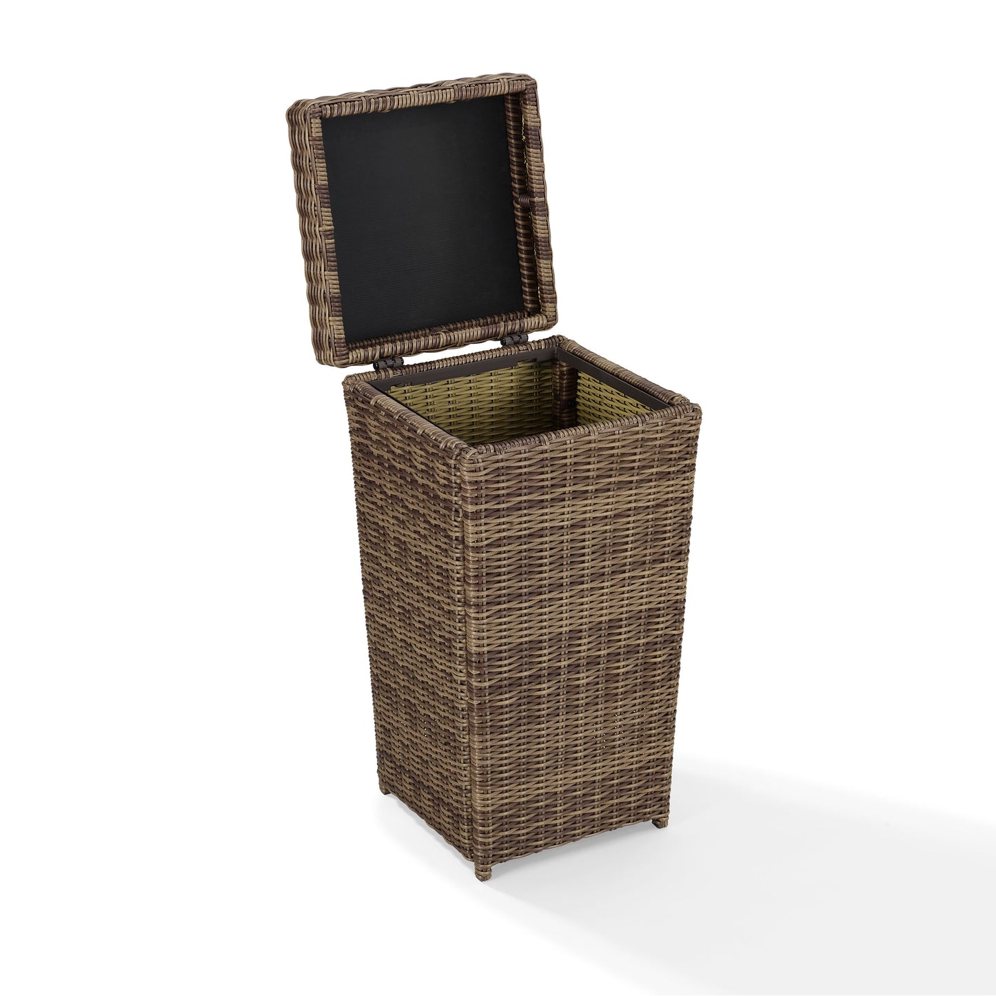 Bradenton Outdoor Wicker Trash Can Weathered Brown