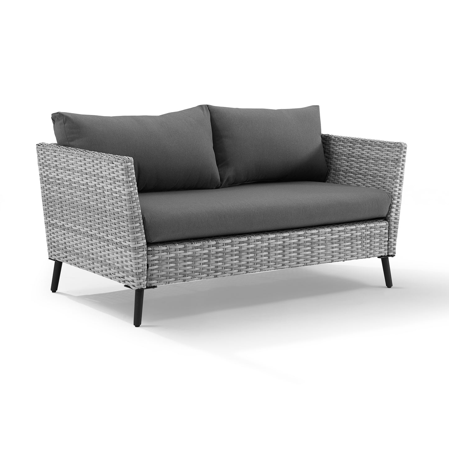 Richland 2Pc Outdoor Wicker Conversation Set Charcoal/Gray - Loveseat & Coffee Table