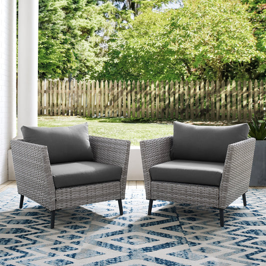 Richland 2Pc Outdoor Wicker Armchair Set Charcoal/Gray - 2 Armchairs