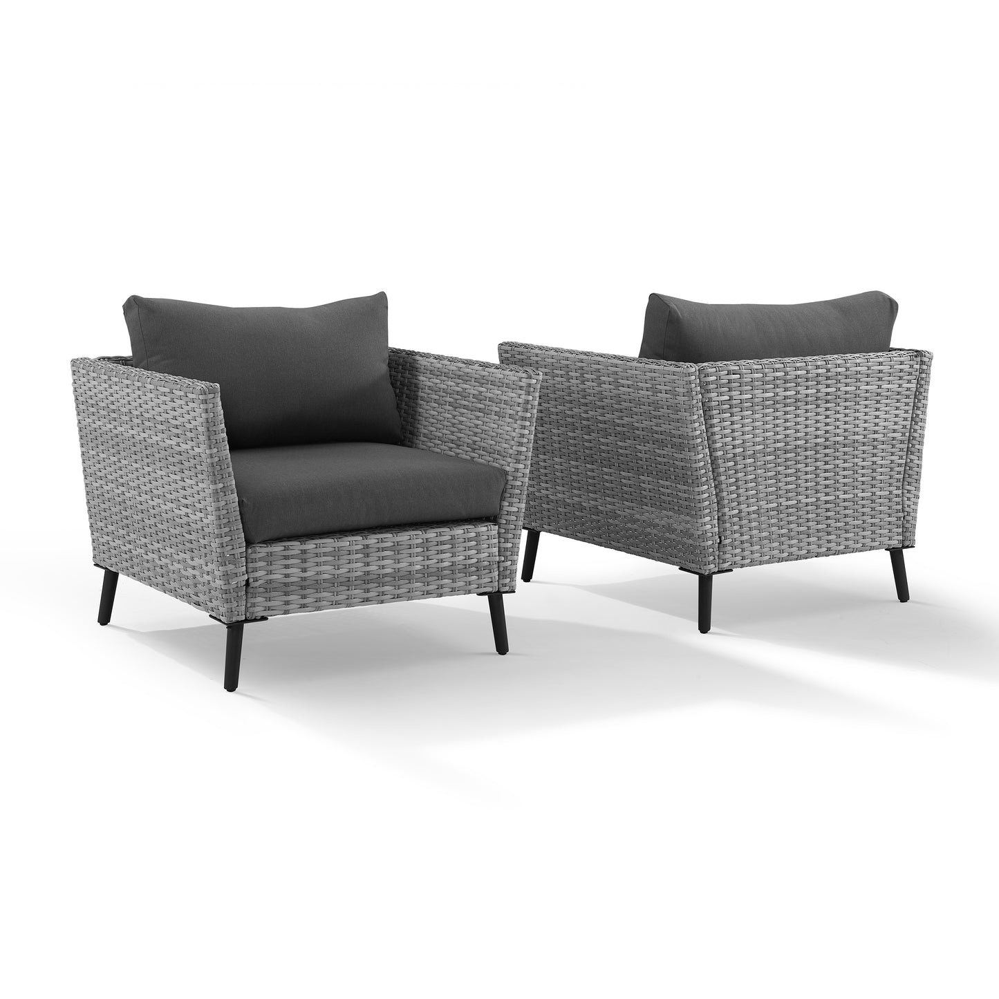 Richland 2Pc Outdoor Wicker Armchair Set Charcoal/Gray - 2 Armchairs