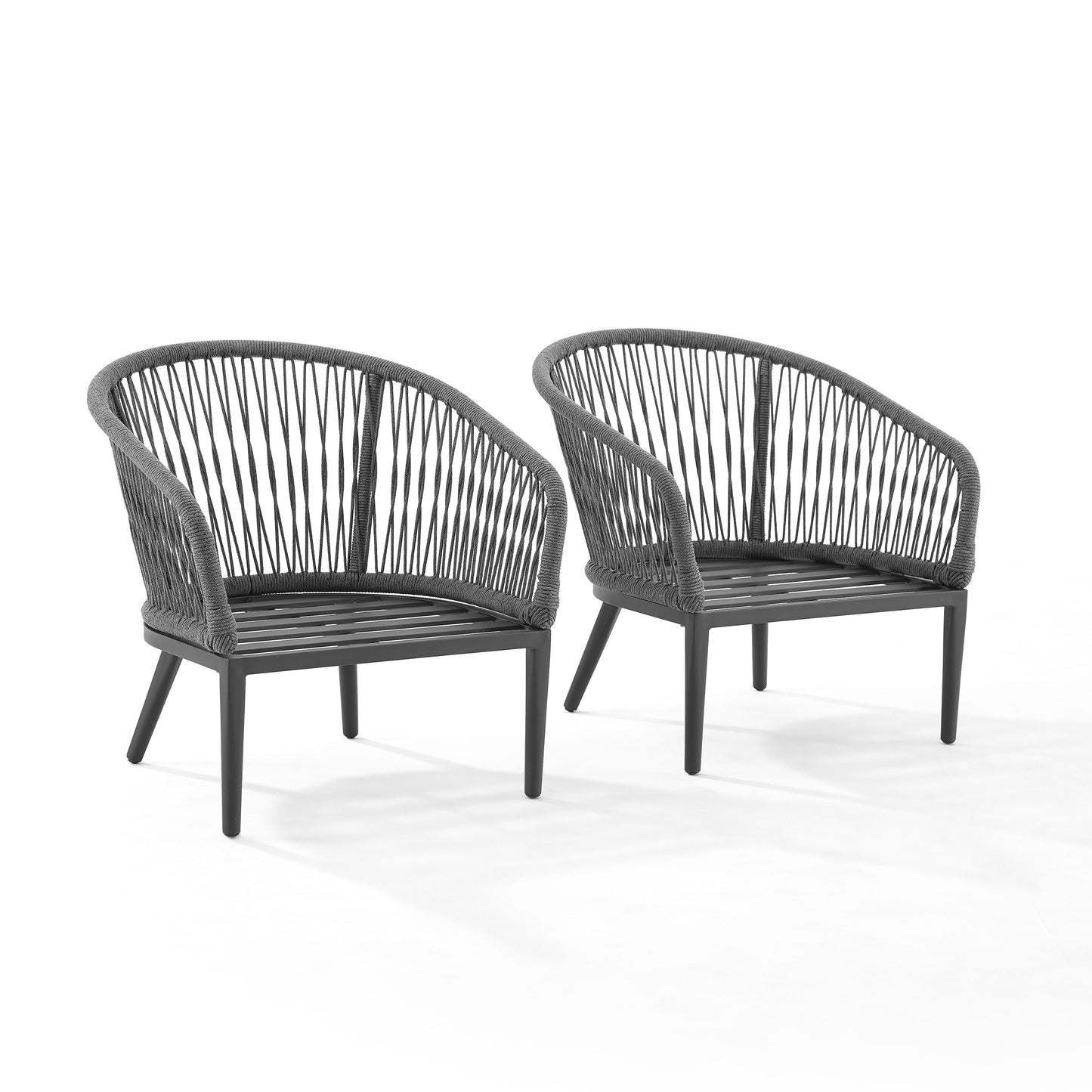 Dover 2Pc Indoor/Outdoor Rope Armchair Set Charcoal/Matte Black - 2 Armchairs