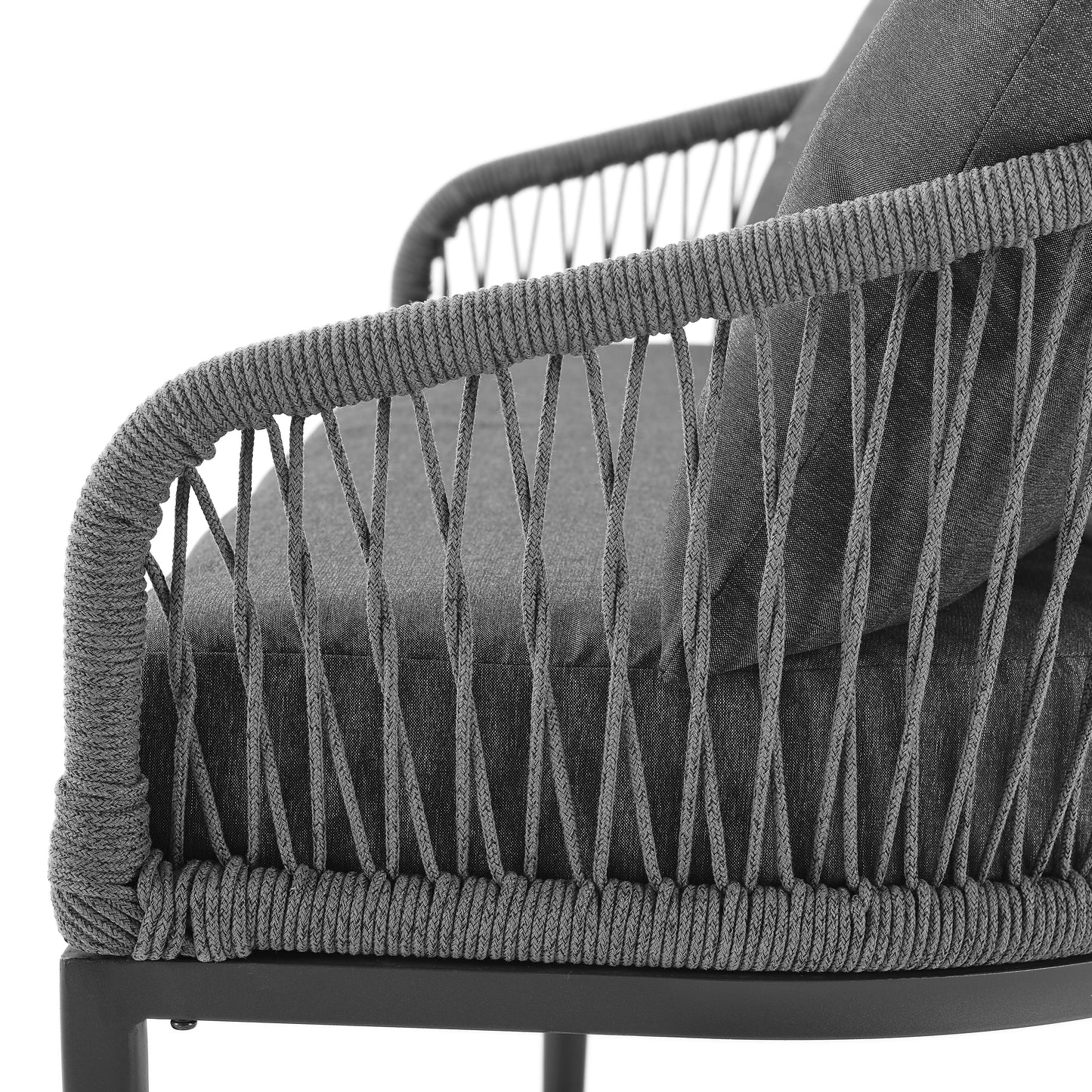 Dover 2Pc Indoor/Outdoor Rope Armchair Set Charcoal/Matte Black - 2 Armchairs