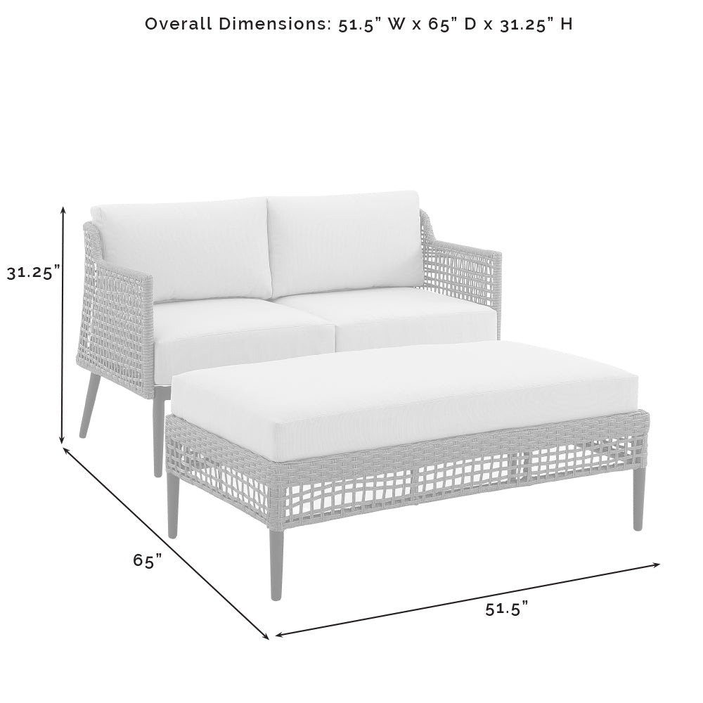 Southwick 2Pc Outdoor Wicker Conversation Set Creme/Light Brown - Loveseat & Coffee Table Ottoman