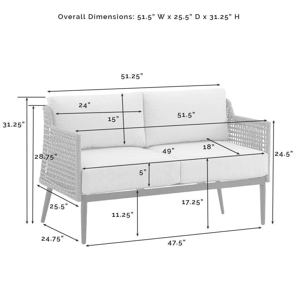 Southwick 2Pc Outdoor Wicker Conversation Set Creme/Light Brown - Loveseat & Coffee Table Ottoman