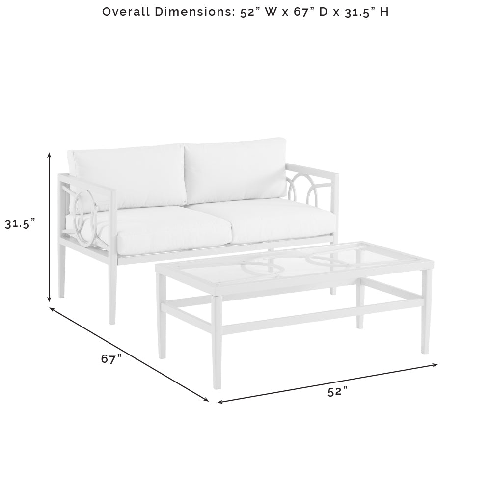 Ashford 2Pc Outdoor Metal Conversation Set Creme/Gray - Loveseat & Coffee Table