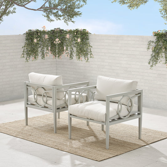 Ashford 2Pc Outdoor Metal Armchair Set Creme/Gray - 2 Armchairs