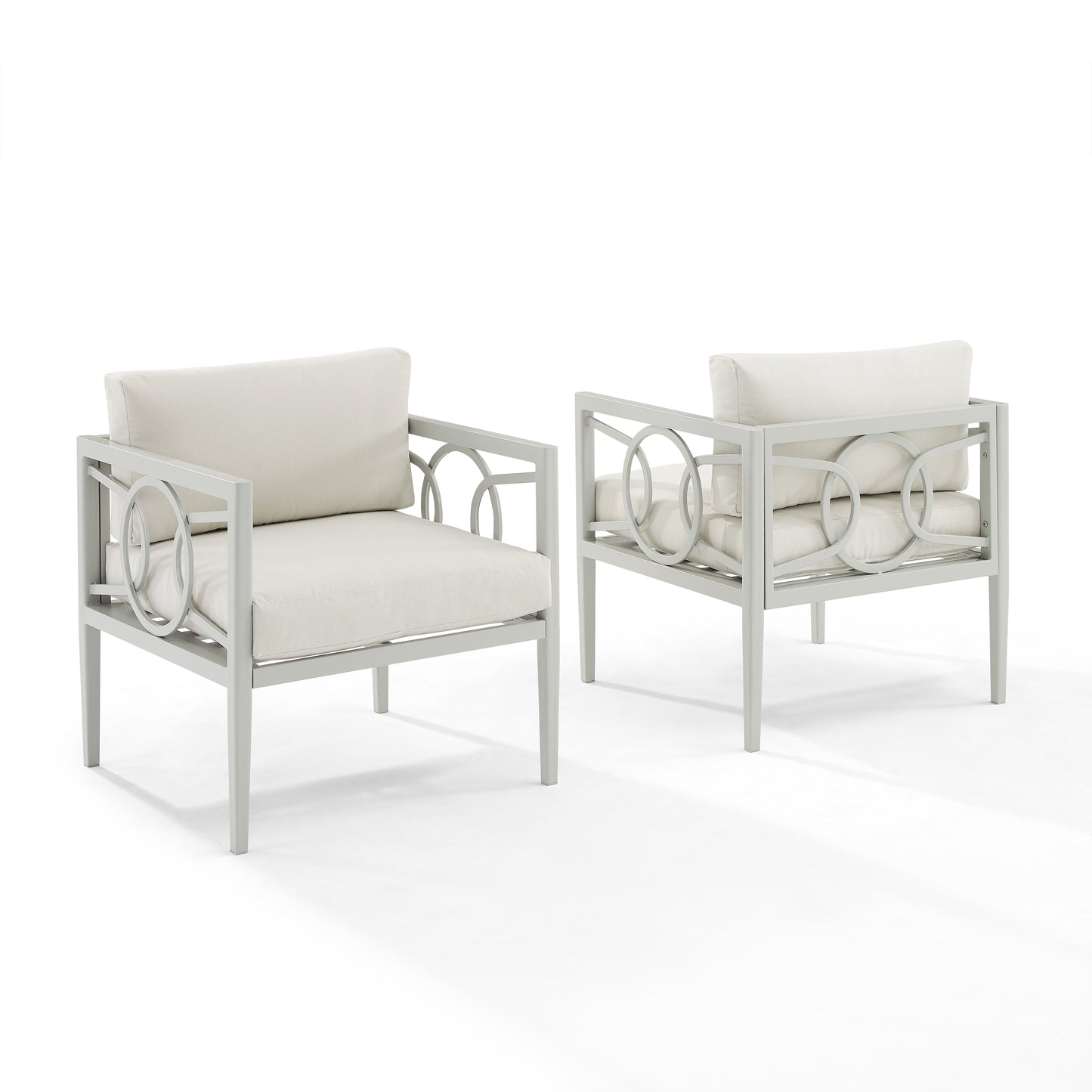 Ashford 2Pc Outdoor Metal Armchair Set Creme/Gray - 2 Armchairs