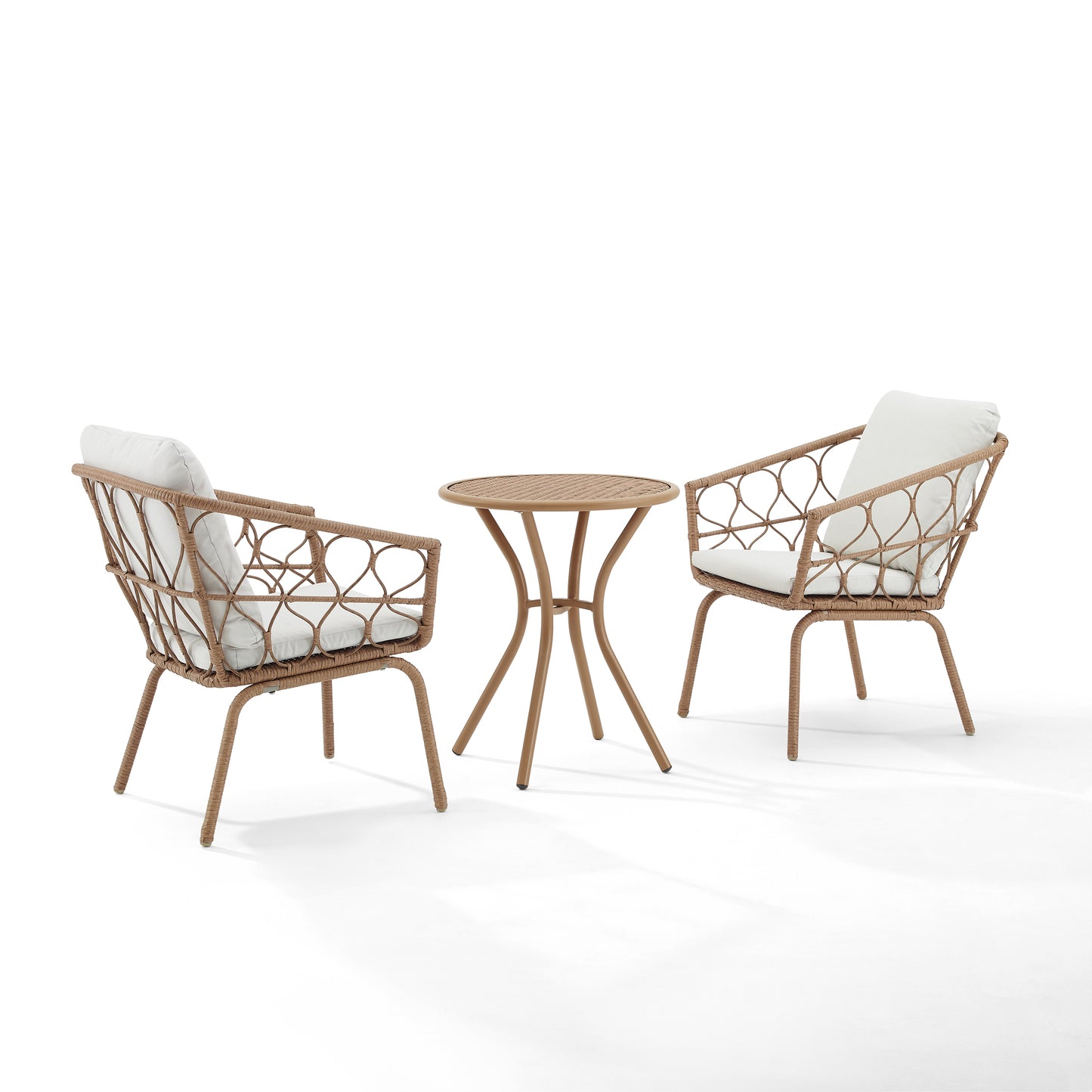 Juniper 3Pc Indoor/Outdoor Wicker Bistro Set Creme/Natural - Bistro Table & 2 Dining Chairs