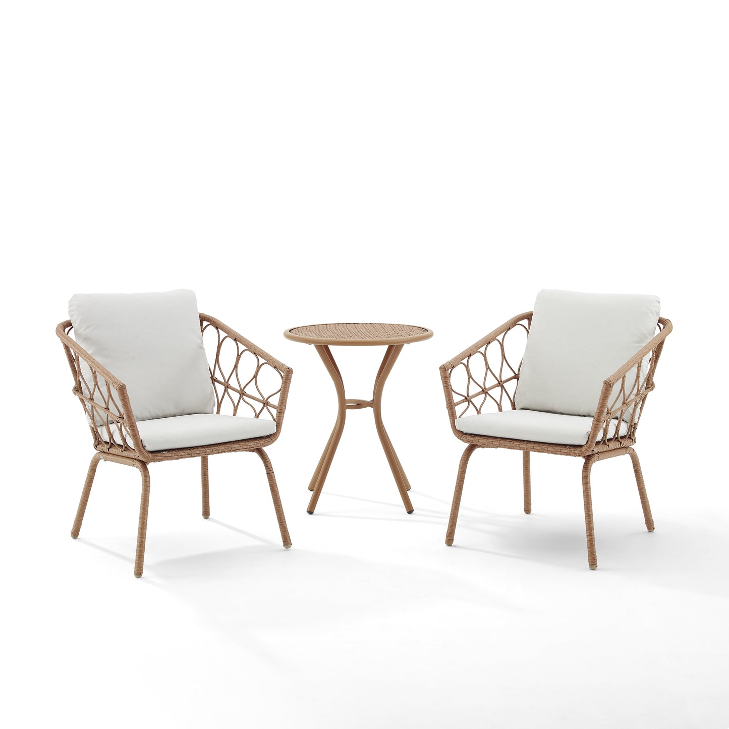 Juniper 3Pc Indoor/Outdoor Wicker Bistro Set Creme/Natural - Bistro Table & 2 Dining Chairs