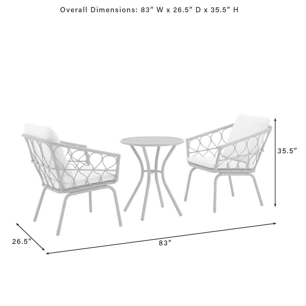 Juniper 3Pc Indoor/Outdoor Wicker Bistro Set Creme/Natural - Bistro Table & 2 Dining Chairs