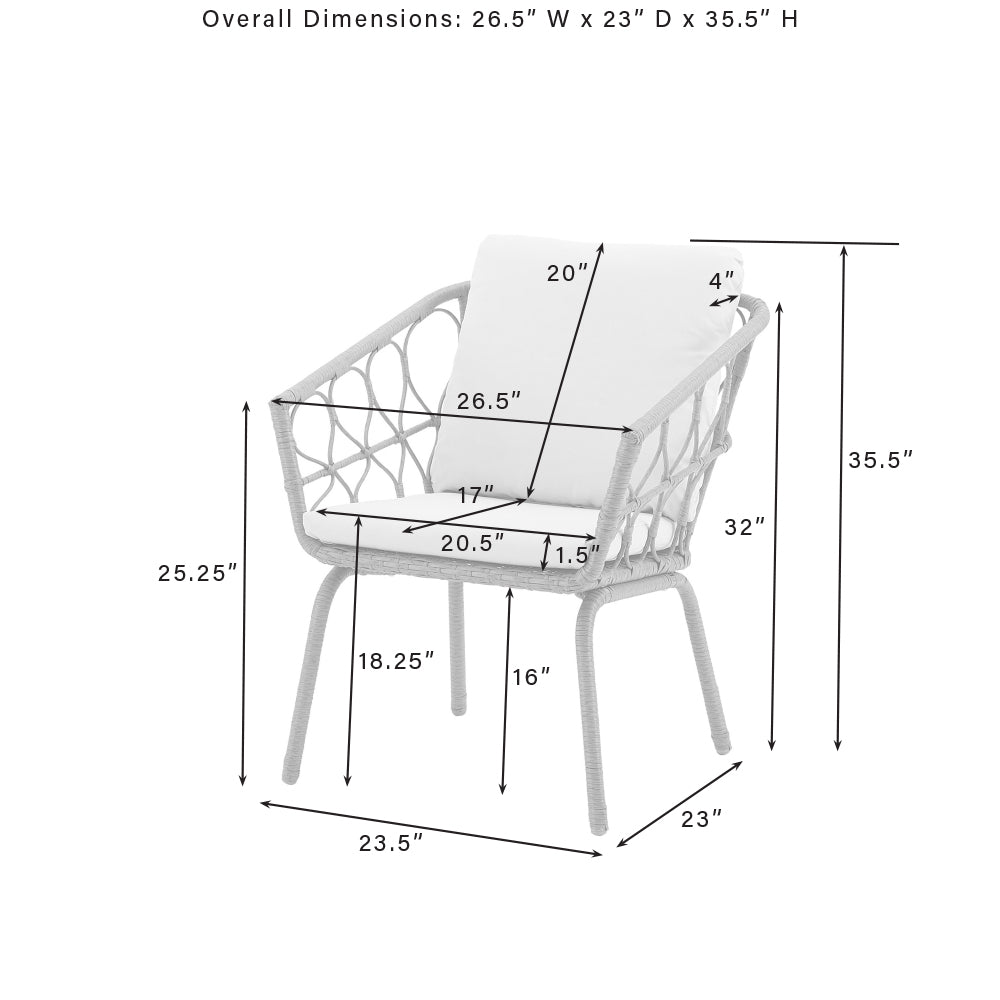 Juniper 3Pc Indoor/Outdoor Wicker Bistro Set Creme/Natural - Bistro Table & 2 Dining Chairs