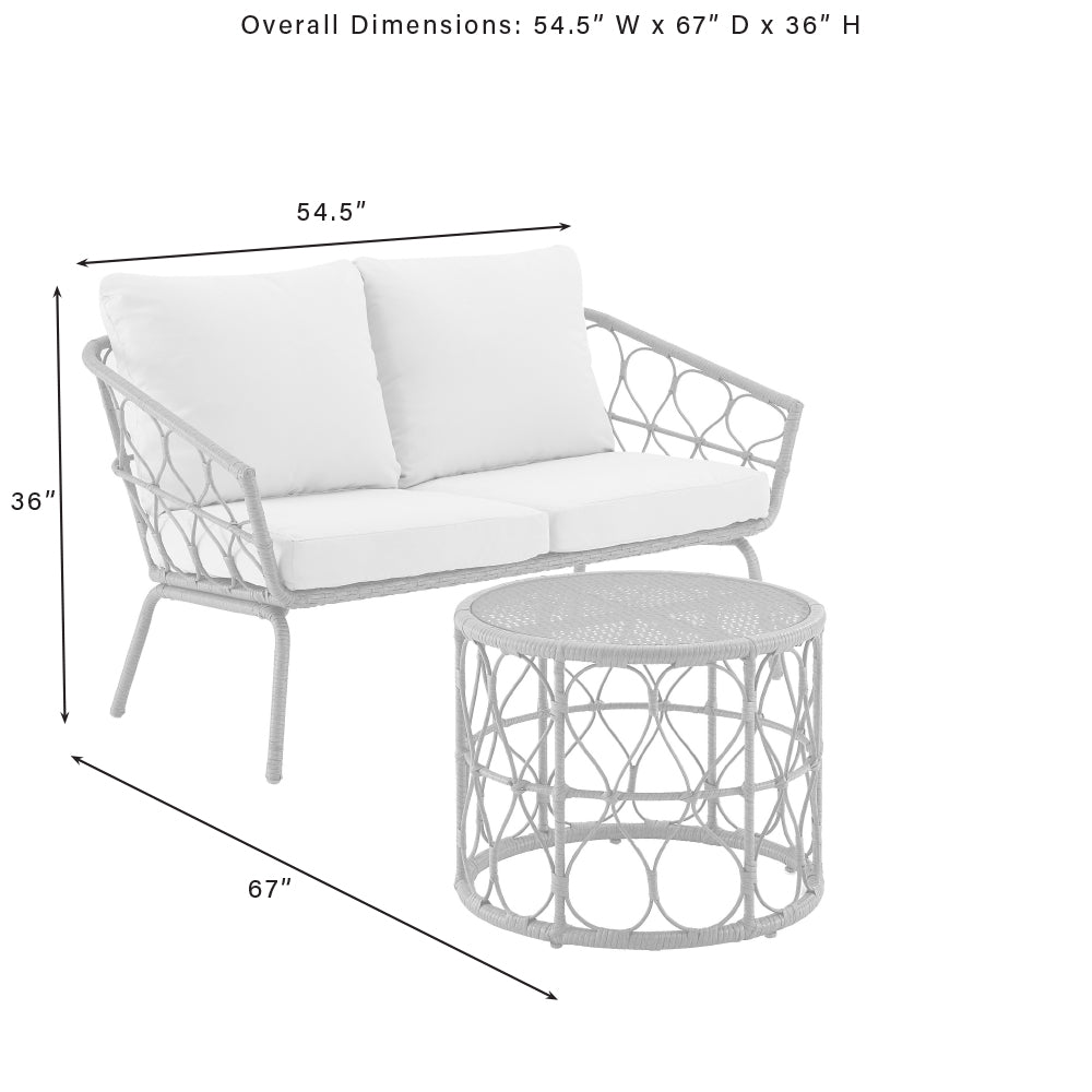 Juniper 2Pc Outdoor Wicker Conversation Set Creme/Natural - Loveseat & Coffee Table