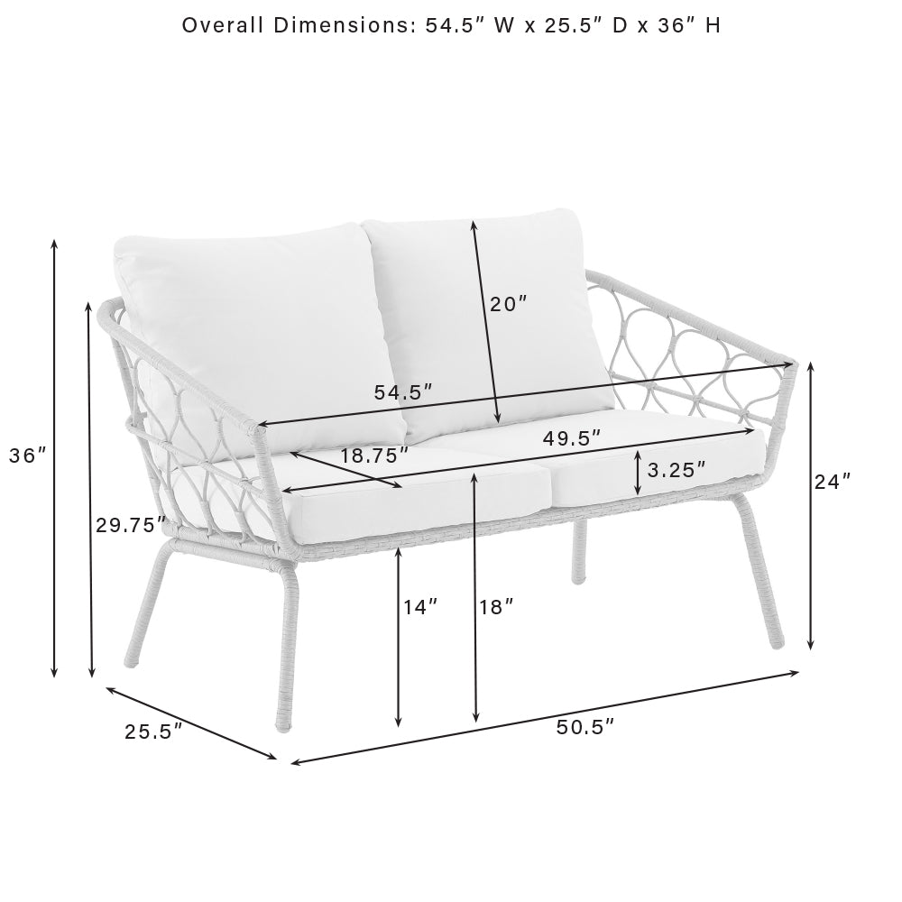 Juniper 2Pc Outdoor Wicker Conversation Set Creme/Natural - Loveseat & Coffee Table