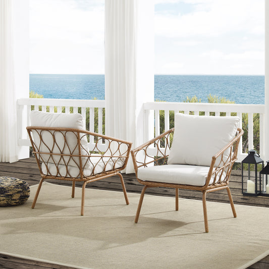 Juniper 2Pc Indoor/Outdoor Wicker Armchair Set Creme/Natural - 2 Armchairs