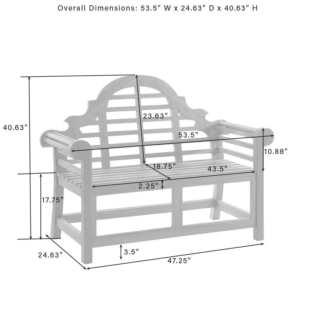 Caddington Indoor/Outdoor Teak Bench Teak