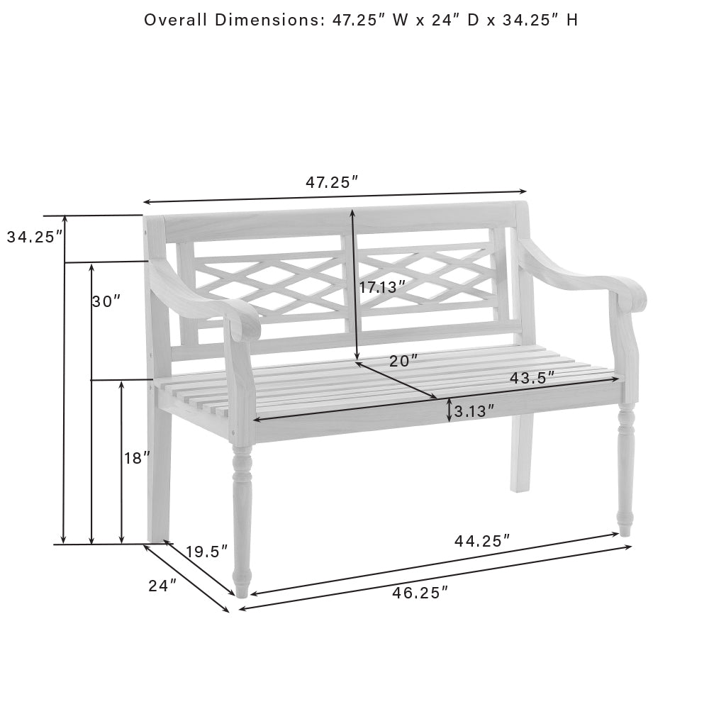 Olivier Indoor/Outdoor Teak Bench Teak