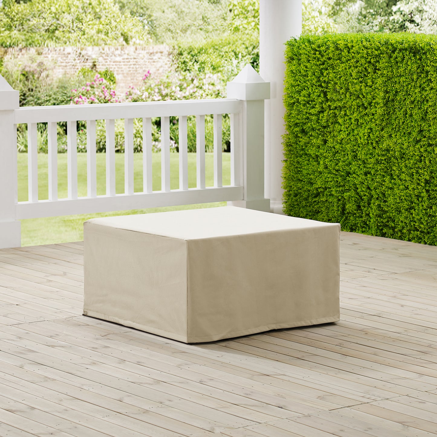 Outdoor Square Table And Ottoman Furniture Cover Tan