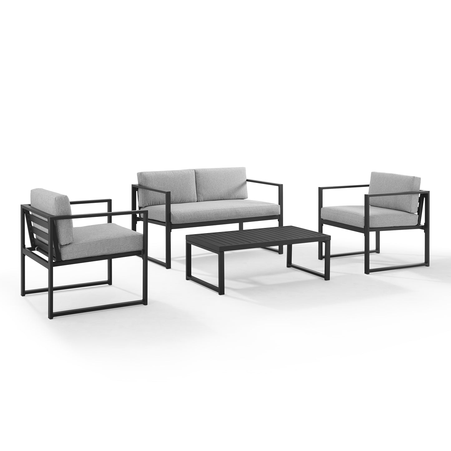 Hamilton 4Pc Outdoor Metal Conversation Set Gray/Matte Black - Loveseat, Coffee Table, & 2 Chairs