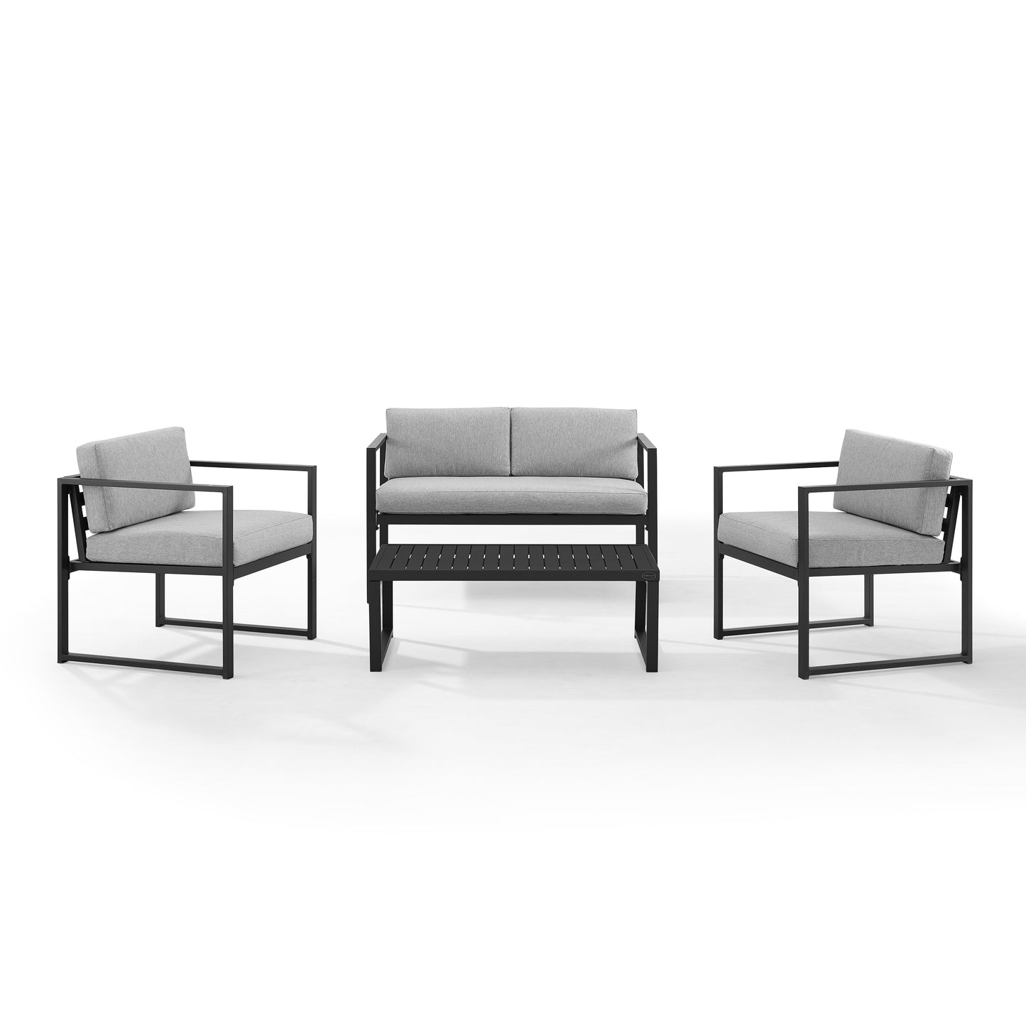 Hamilton 4Pc Outdoor Metal Conversation Set Gray/Matte Black - Loveseat, Coffee Table, & 2 Chairs