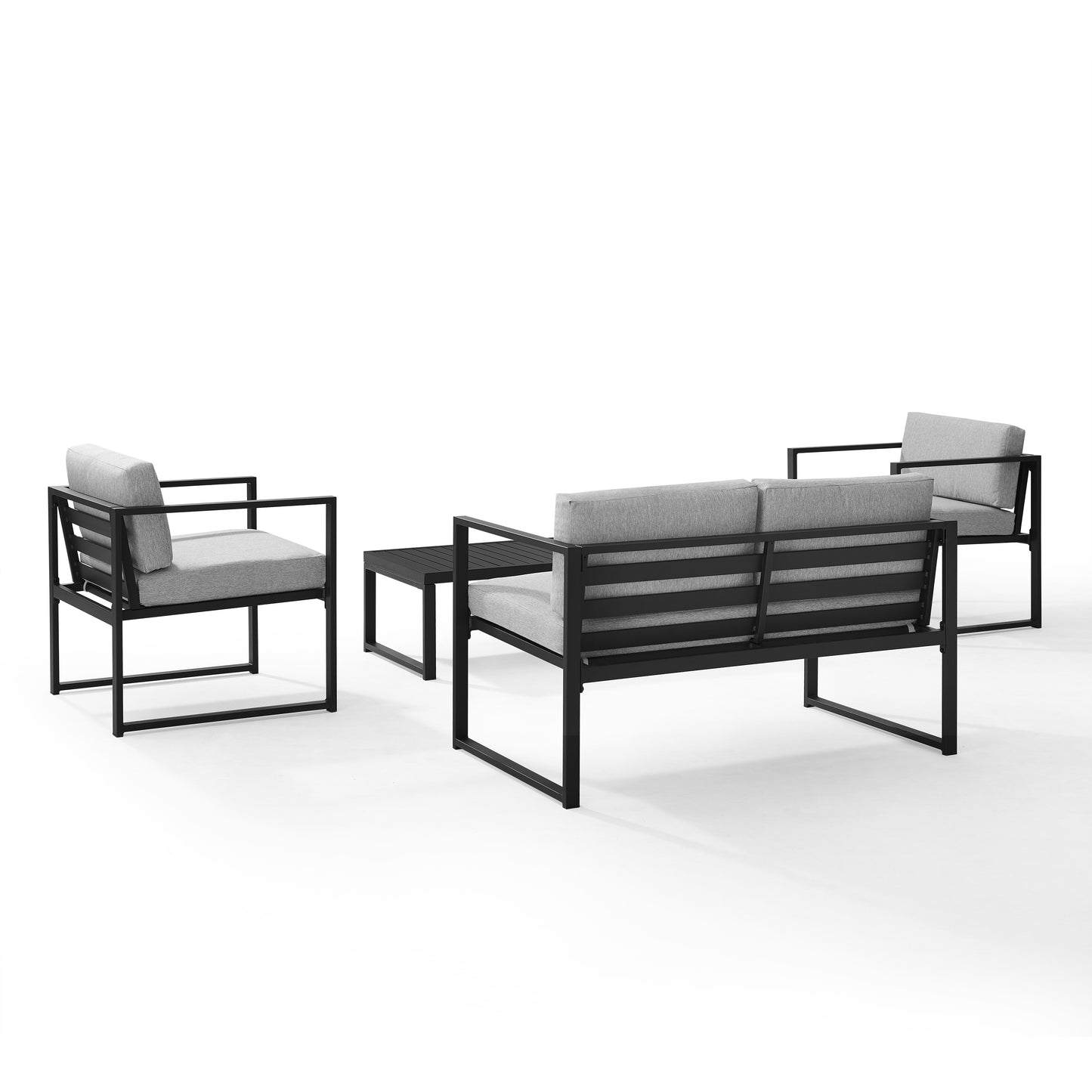 Hamilton 4Pc Outdoor Metal Conversation Set Gray/Matte Black - Loveseat, Coffee Table, & 2 Chairs