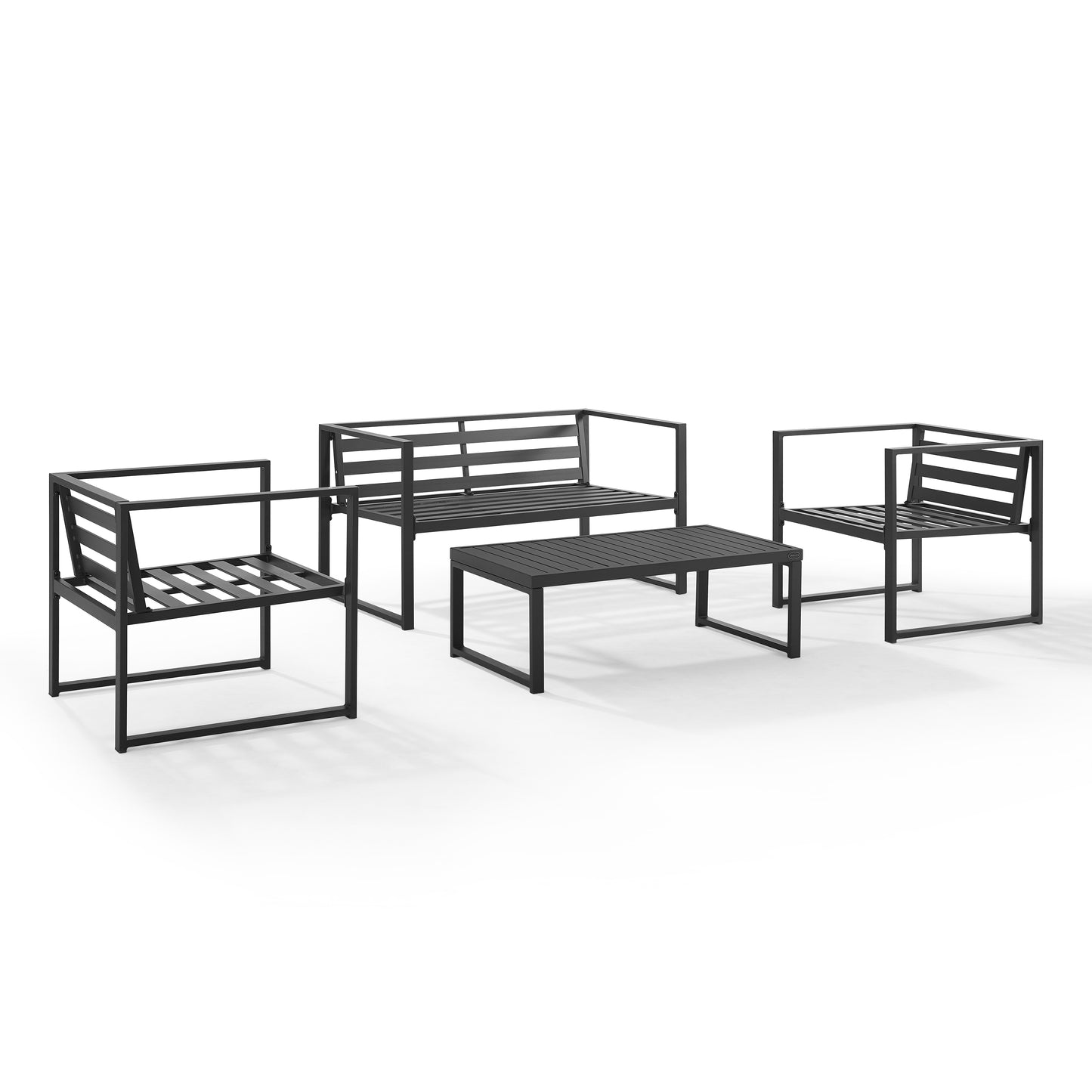 Hamilton 4Pc Outdoor Metal Conversation Set Gray/Matte Black - Loveseat, Coffee Table, & 2 Chairs