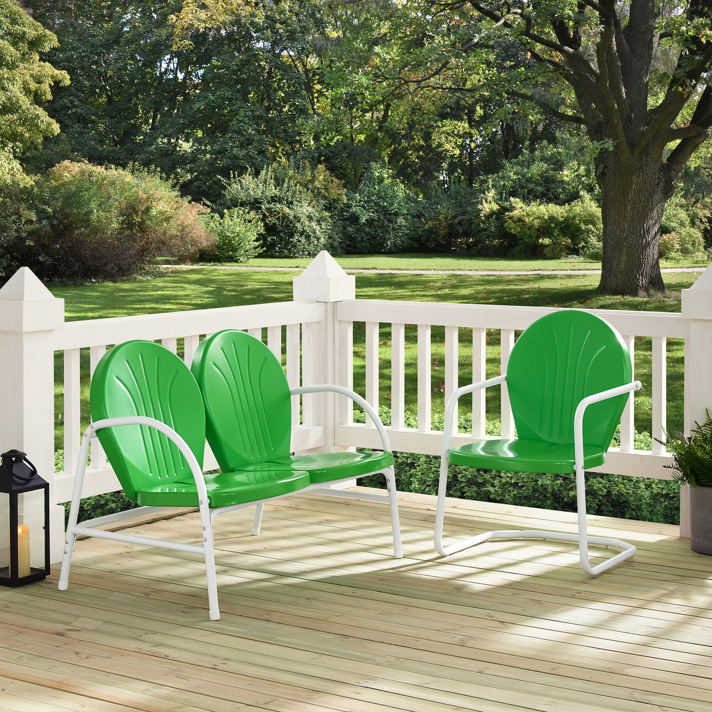 Griffith 2Pc Outdoor Metal Conversation Set Kelly Green Gloss - Loveseat & Chair