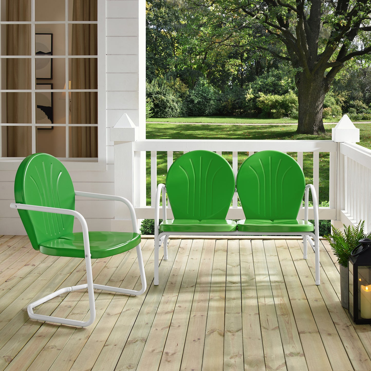 Griffith 2Pc Outdoor Metal Conversation Set Kelly Green Gloss - Loveseat & Chair